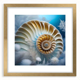 Framed wall art featuring a whimsical snail design with vibrant colors, accented with a gold frame and mat, perfect for nature-themed decor in modern interiors.