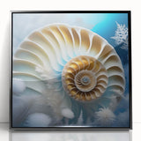 Framed acrylic wall art featuring a whimsical snail design with vibrant colors and intricate details, set against a sleek black frame, perfect for home decor.
