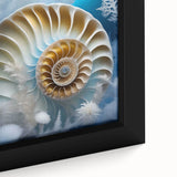 Close-up of a vibrant snail design wall art print on framed canvas, showcasing intricate details and colors, perfect for nature-themed home decor.