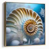 Framed wall art canvas featuring a side view of a whimsical snail design, highlighted by gold accents, perfect for nature-inspired home decor.