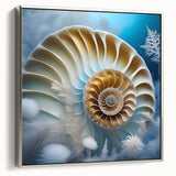 Framed canvas wall art depicting a snail design in a silver frame, showcasing intricate details and vibrant colors, perfect for enhancing modern home decor.