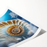 Colorful snail wall art design featuring intricate patterns and textures, perfect for nature enthusiasts; rolled print ideal for home decor accent.