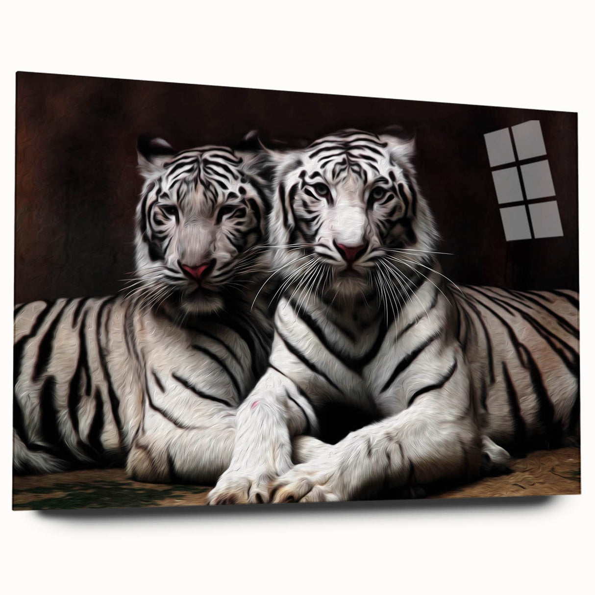 A vibrant acrylic glass wall art piece showcasing a majestic tiger design in a side view, perfect for wildlife enthusiasts and home decor, emphasizing bold colors and intricate details.