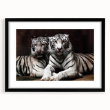 Black-framed wall art featuring a vibrant tiger design from the 'Animals: A Wild Life' collection, showcasing intricate details and bold colors, ideal for home decor.