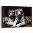 Framed canvas wall art featuring a striking tiger design in vibrant colors, set against a black background, perfect for wildlife enthusiasts and modern decor.