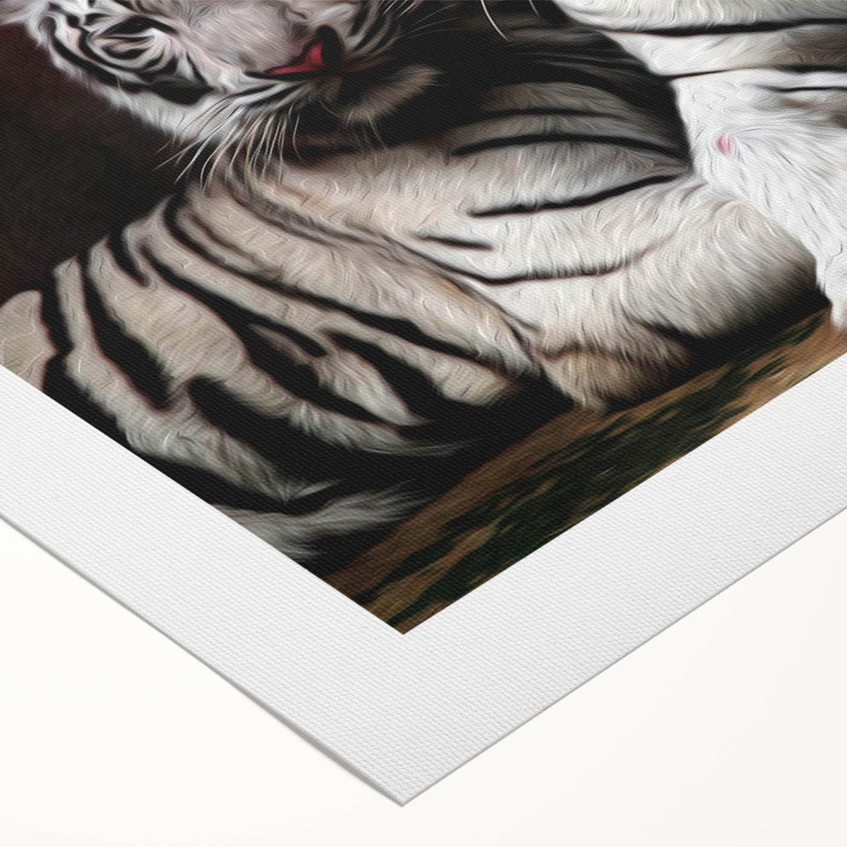 Vibrant rolled canvas featuring a striking tiger design from the Wild Life wall art collection, showcasing bold colors and intricate details, perfect for animal lovers.