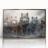 Framed wall art featuring a stunning wolf design in vibrant colors with a gold-acrylic finish, ideal for wildlife enthusiasts and home decor. Perfect for adding a touch of nature-inspired elegance to any space.
