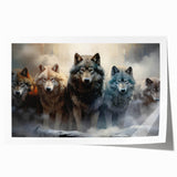 Wolf-themed wall art print showcasing a striking black and white design of a majestic wolf in a forest setting, ideal for wildlife enthusiasts and home decor.