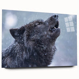 Acrylic glass wall art featuring a striking side view of a wolf design, showcasing intricate details in shades of gray and white, ideal for wildlife enthusiasts and home decor.