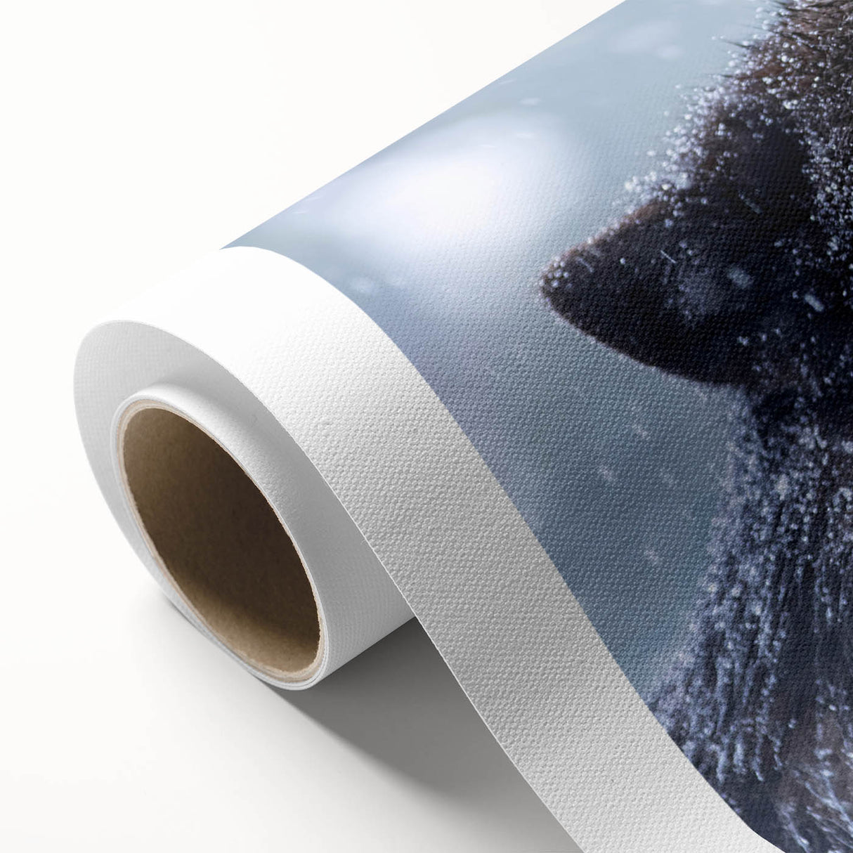 Bold wolf design wall art on rolled canvas, showcasing intricate details and vibrant colors, perfect for nature enthusiasts and wildlife decor. Ideal for home or office settings, this striking piece brings the beauty of the wild indoors.