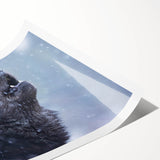 Wolf-themed wall art featuring a striking design of a majestic wolf in a natural setting, rolled for easy transport and display, perfect for wildlife enthusiasts.