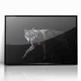 Framed acrylic wall art featuring a striking wolf design from the 'Animals A Wild Life' collection, set against a sleek black background, perfect for nature lovers.