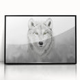 Framed acrylic wall art showcasing a striking wolf design in black, perfect for animal lovers and home decor enthusiasts, highlighting nature's beauty.