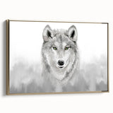 Framed wall art featuring a striking wolf design in gold tones, showcasing intricate details and textures, perfect for enhancing home decor with a wild aesthetic.
