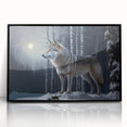 Framed acrylic wall art featuring a striking wolf design in black, showcasing intricate details and textures that highlight the essence of wildlife, perfect for nature enthusiasts.