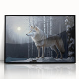 Framed acrylic wall art featuring a striking wolf design in black, showcasing intricate details and textures that highlight the essence of wildlife, perfect for nature enthusiasts.