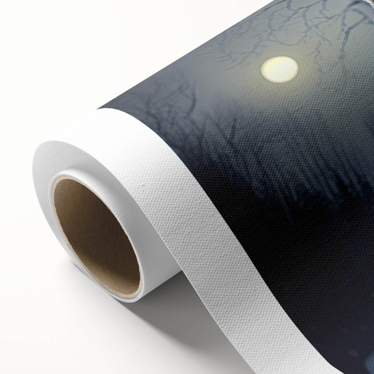 Rolled canvas featuring a striking wolf design from the “Animals: A Wild Life” collection, showcasing vibrant colors and intricate details, perfect for nature-themed decor.