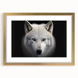 Framed wall art showcasing a stunning wolf design in a gold frame with a mat, perfect for nature enthusiasts and modern decor, enhancing living spaces.