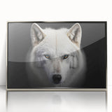 Framed wall art featuring a striking wolf design with a silver acrylic frame, showcasing intricate details that celebrate wildlife and nature. Perfect for animal lovers and home decor enthusiasts.