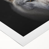 Wolf-themed wall art on rolled canvas showcasing a majestic wolf in a natural landscape, emphasizing vivid colors and intricate details, perfect for wildlife decor enthusiasts.