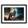 Black-framed wall art showcasing a striking wolf design from the Animals A Wild Life collection, featuring vibrant colors and intricate details, perfect for animal lovers.