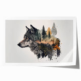 Artistic rolled print showcasing a striking wolf design, featuring detailed fur textures and vibrant colors, perfect for wildlife-themed decor and nature lovers.