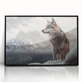 Framed acrylic wall art featuring a striking wolf design, showcasing intricate details and a bold black frame, perfect for wildlife enthusiasts and modern decor.