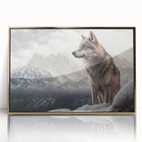 Framed wall art featuring a striking wolf design in acrylic with a gold frame, showcasing a wild animal theme perfect for nature enthusiasts and home decor.