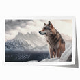 Wolf-themed wall art design featuring a striking, monochromatic illustration of a wolf howling against a vibrant sunset backdrop. Ideal for wildlife enthusiasts and home decor.
