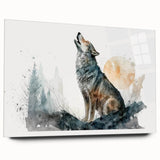Acrylic wall art showcasing a detailed side view of a wolf design, highlighting its striking colors and intricate patterns, perfect for wildlife enthusiasts' decor.