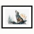 Framed wall art collection featuring a striking wolf design in a black mat, showcasing intricate details and textures that enhance any wildlife-themed decor.