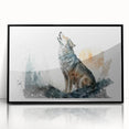 Framed acrylic wall art featuring a striking wolf design, set against a sleek black background, ideal for modern home decor enthusiasts. Perfect for wildlife lovers.