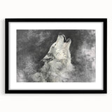 Framed wall art showcasing a striking wolf design in a modern black frame, perfect for wildlife enthusiasts and home decor. The artwork features intricate details and vibrant colors, enhancing any interior space. Ideal for animal lovers looking to add a touch of nature-inspired elegance to their walls.