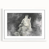 Framed wall art collection featuring a striking wolf design, showcasing a realistic depiction of a wolf in a natural setting with a white mat and sleek frame, ideal for wildlife enthusiasts and home decor.