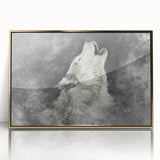 Framed wall art featuring a striking wolf design in a gold acrylic frame, showcasing intricate details and vibrant colors, perfect for wildlife enthusiasts and home decor.