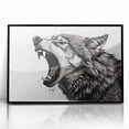 Framed acrylic wall art featuring a striking wolf design from the "Animals of the Wild" collection, set against a sleek black background, perfect for nature lovers.