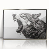 Framed acrylic wall art showcasing a striking wolf design in a silver frame, perfect for adding a touch of wildlife elegance to home decor. Ideal for animal lovers and nature enthusiasts.