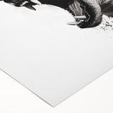 Wolf-themed rolled canvas wall art design showcasing a striking wildlife scene, featuring lush colors and intricate details, perfect for nature enthusiasts.