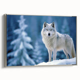 Framed wall art featuring a striking silver-accented wolf design, showcasing intricate details and vibrant colors, perfect for wildlife enthusiasts and modern decor.