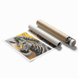 Zebra design wall art print showcasing intricate black and white patterns inspired by wildlife, perfect for adding a touch of nature to any room decor.