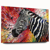 Side view of a stunning zebra design wall art piece, featuring vibrant black and white stripes on acrylic glass, perfect for modern home decor.