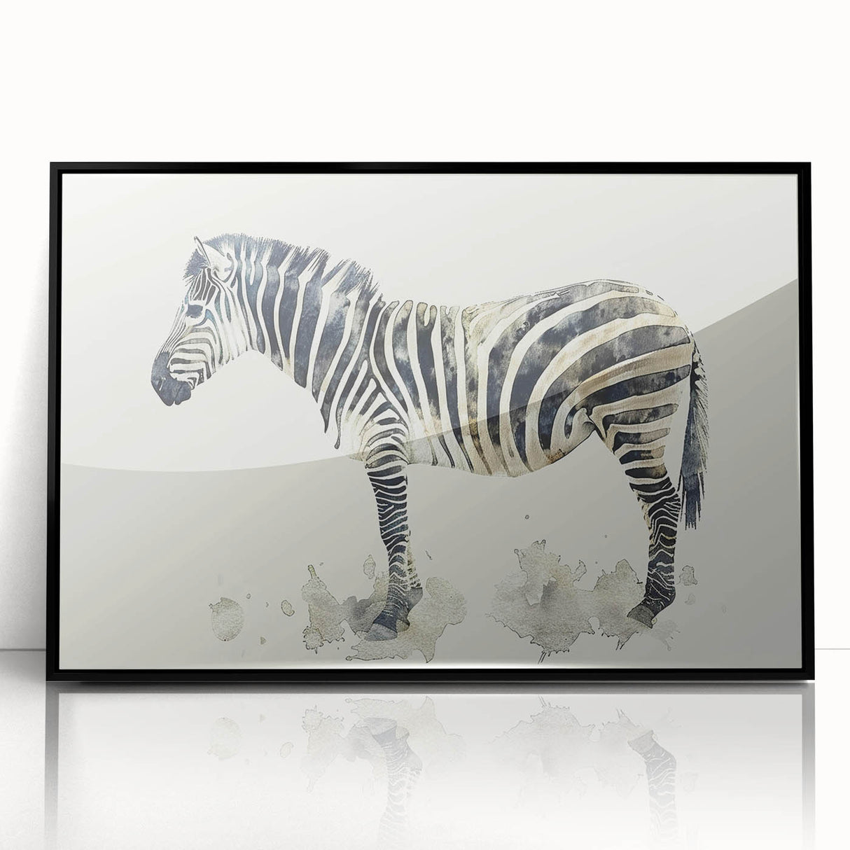 Framed acrylic wall art showcasing a striking zebra design in black and white, perfect for adding a touch of wildlife elegance to any room decor.