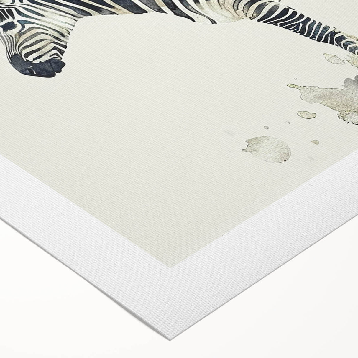 Zebra design rolled canvas art showcasing a striking black and white pattern, ideal for wildlife enthusiasts and modern decor, presented in a protective tube.