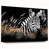 Acrylic wall art showcasing a striking side view of a zebra design, featuring bold black and white stripes, suitable for modern home decor. Perfect for animal lovers and wildlife enthusiasts, adding a vibrant touch to any space.