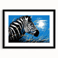 Framed wall art featuring a stylish zebra design in black and white, showcasing a modern aesthetic perfect for animal lovers and home decor enthusiasts.