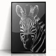 Framed acrylic wall art featuring a striking black and white zebra design, perfect for adding a touch of wildlife elegance to any decor. Ideal for animal lovers and modern interiors.