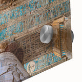 Large abstract wall art depicting ancient ruins in muted earth tones on acrylic glass, suitable for dining room ambiance.