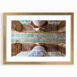 Extra large wall art featuring abstract prints of ancient ruins in textured gold tones, framed with mat.