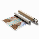 Extra large rolled print of ancient ruins in muted earth tones, ideal for classy bathroom wall art.