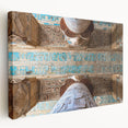 Side view of a large canvas print depicting ancient architectural ruins in neutral tones, ideal for kitchen wall art.